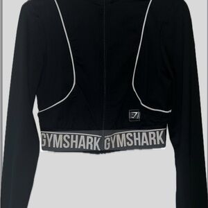 Gymshark Black and White Cropped Fitted Hoodie